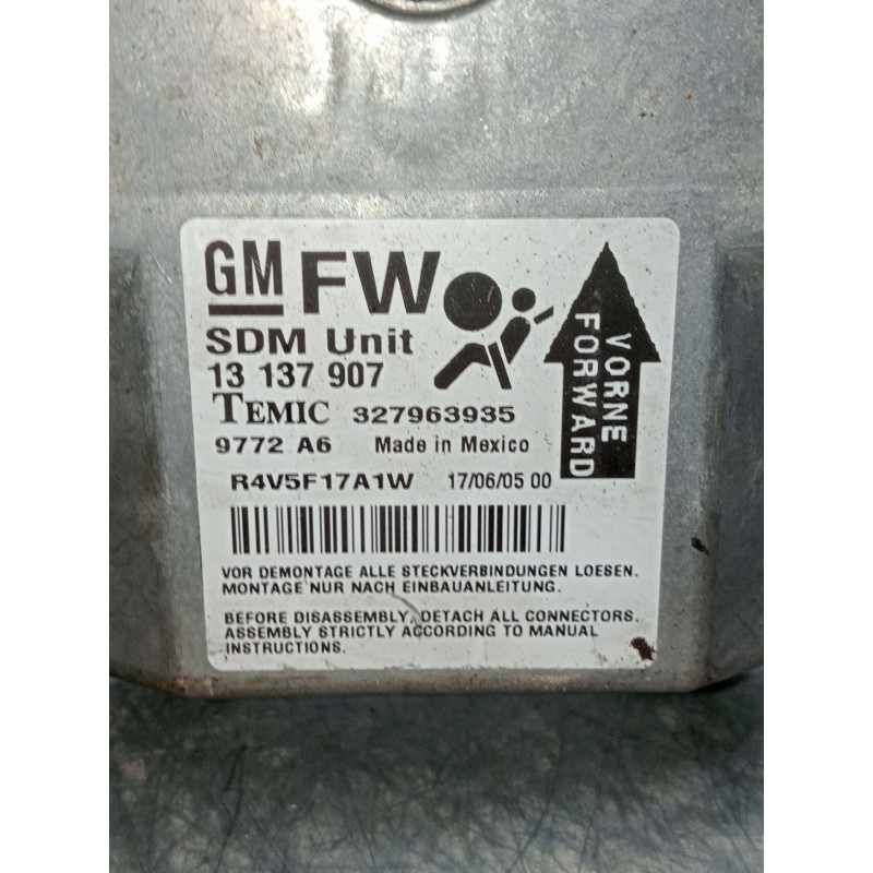 Recambio de centralita airbag para opel zafira / zafira family b (a05) 1.6 (m75) referencia OEM IAM 13137907 327963935 