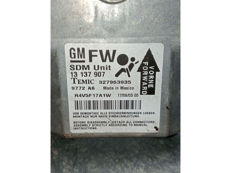 Recambio de centralita airbag para opel zafira / zafira family b (a05) 1.6 (m75) referencia OEM IAM 13137907 327963935 