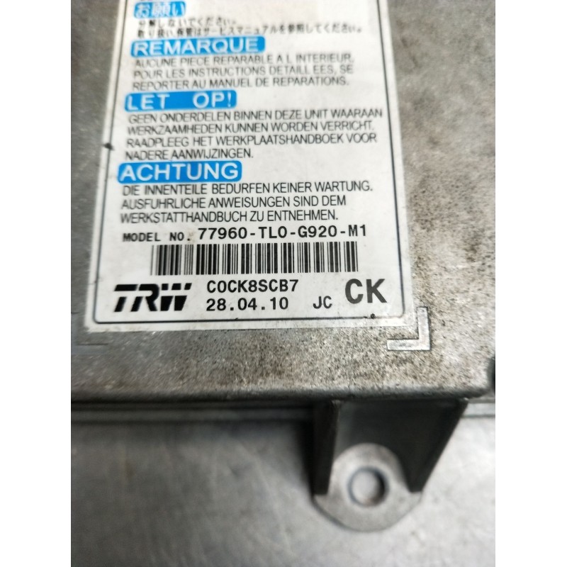 Recambio de centralita airbag para honda accord viii (cu) 2.2 i-dtec (cu3) referencia OEM IAM 77960TL0G920M1  