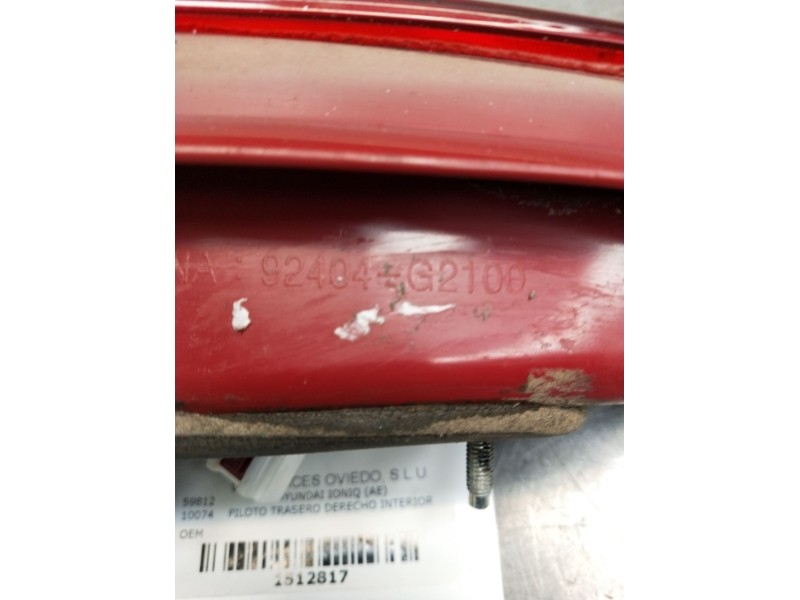 Recambio de piloto trasero derecho interior para hyundai ioniq (ae) 1.6 gdi hybrid referencia OEM IAM 92404G2100  