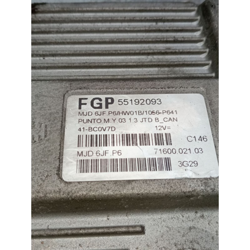 Recambio de centralita motor uce para fiat punto (188_) 1.3 jtd 16v referencia OEM IAM 55192093 7160002103 