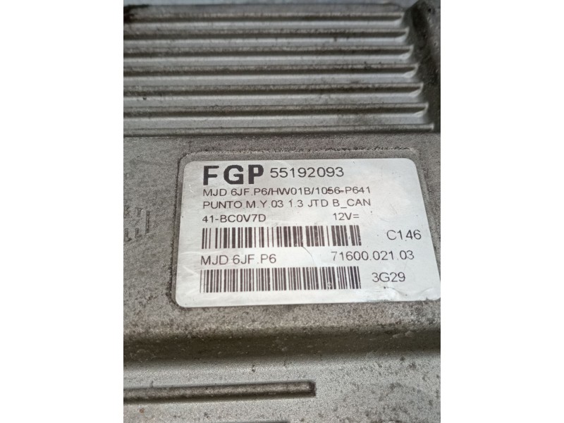 Recambio de centralita motor uce para fiat punto (188_) 1.3 jtd 16v referencia OEM IAM 55192093 7160002103 