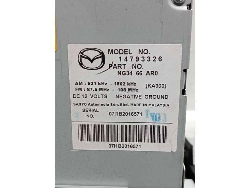 Recambio de sistema audio / radio cd para mazda mx-5 (nc) referencia OEM IAM 14793326 07i1b2016571 