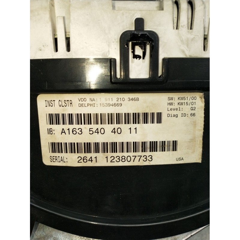 Recambio de cuadro instrumentos para mercedes-benz clase m (w163) ml 270 cdi (163.113) referencia OEM IAM A1635404011  