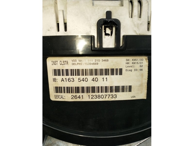 Recambio de cuadro instrumentos para mercedes-benz clase m (w163) ml 270 cdi (163.113) referencia OEM IAM A1635404011  