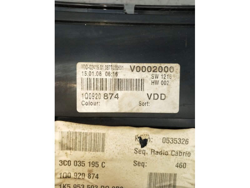 Recambio de cuadro instrumentos para volkswagen eos (1f7, 1f8) 2.0 fsi referencia OEM IAM 1Q0920874  