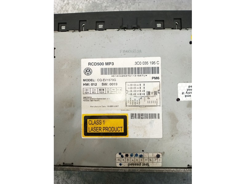 Recambio de sistema audio / radio cd para volkswagen eos (1f7, 1f8) 2.0 fsi referencia OEM IAM 3C0035195C  