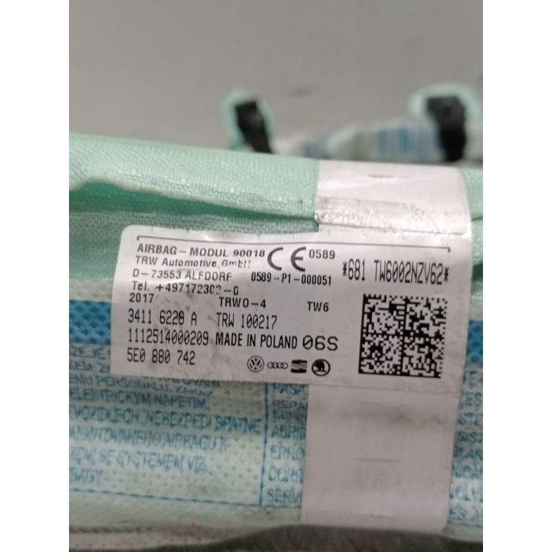 Recambio de airbag cortina delantero derecho para skoda octavia iii (5e3, nl3, nr3) 2.0 tdi referencia OEM IAM 5e0880742 3411622