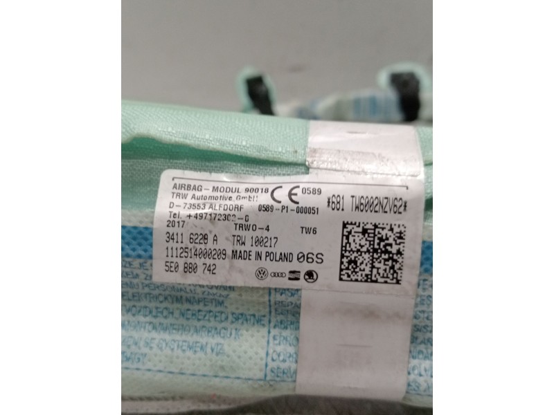 Recambio de airbag cortina delantero derecho para skoda octavia iii (5e3, nl3, nr3) 2.0 tdi referencia OEM IAM 5e0880742 3411622