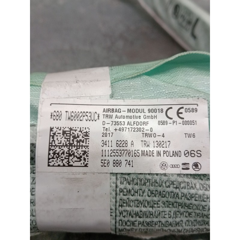 Recambio de airbag cortina delantero izquierdo para skoda octavia iii (5e3, nl3, nr3) 2.0 tdi referencia OEM IAM 5e0880741 34116
