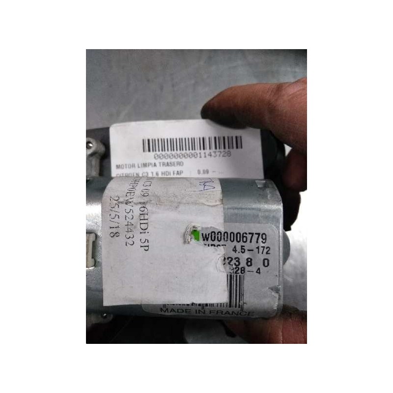 Recambio de motor limpia trasero para citroen c3 1.6 hdi fap referencia OEM IAM W000009779  