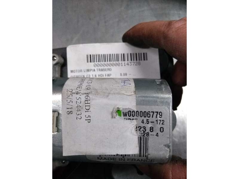 Recambio de motor limpia trasero para citroen c3 1.6 hdi fap referencia OEM IAM W000009779  