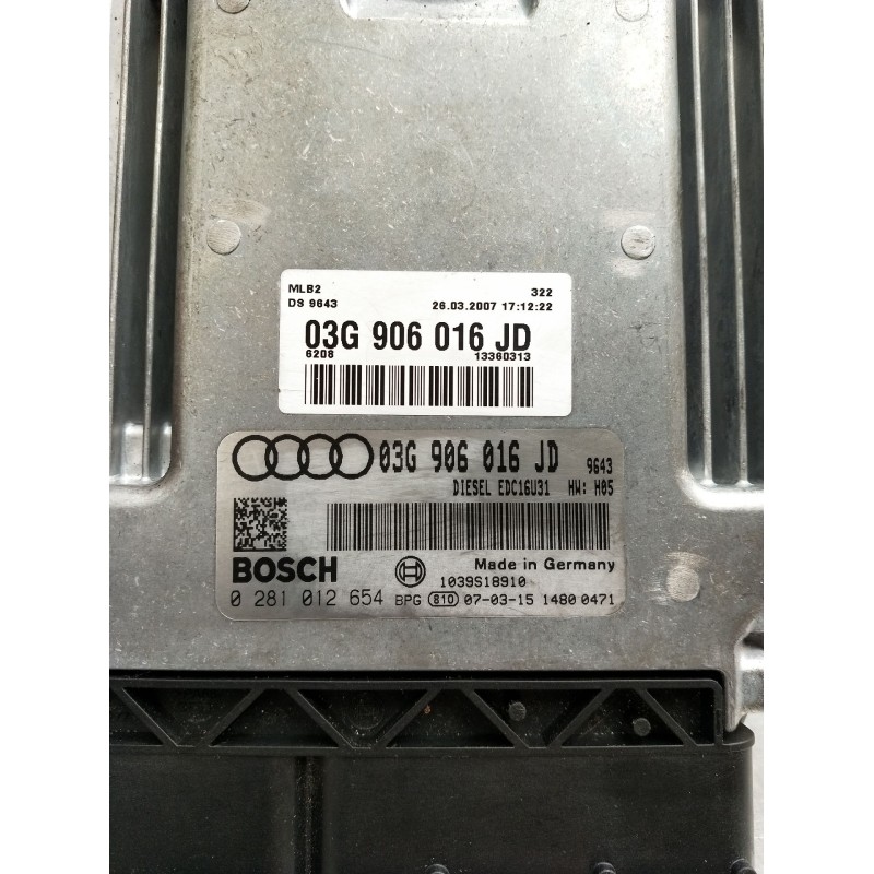 Recambio de centralita motor uce para audi a4 b7 (8ec) 2.0 tdi 16v referencia OEM IAM 0281012654 03G906016JD EDC16U31