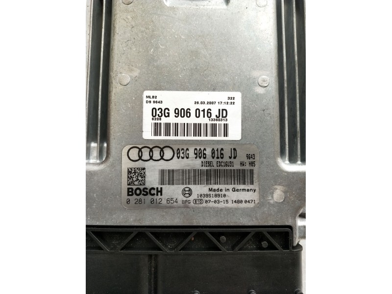 Recambio de centralita motor uce para audi a4 b7 (8ec) 2.0 tdi 16v referencia OEM IAM 0281012654 03G906016JD EDC16U31