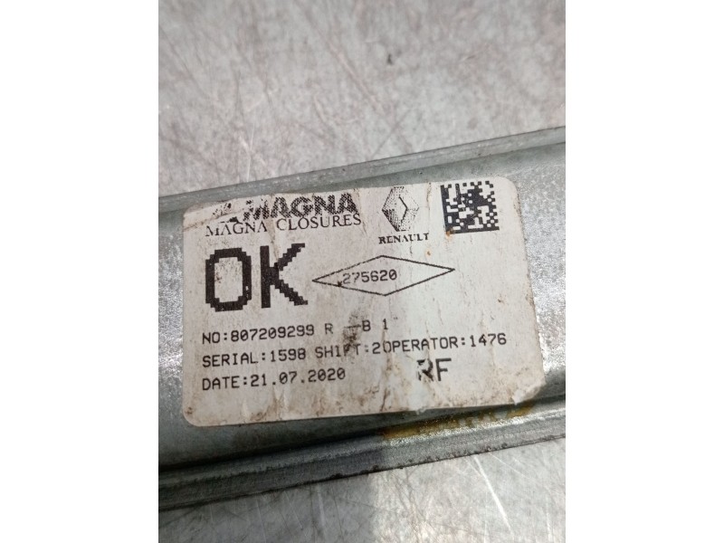 Recambio de elevalunas delantero derecho para dacia sandero referencia OEM IAM 807209299r  