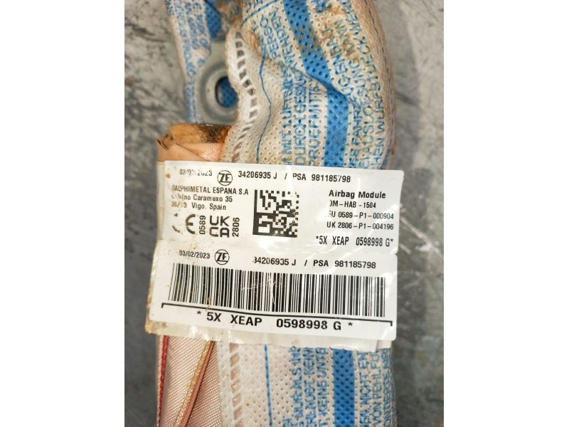Recambio de airbag cortina delantero derecho para citroën c3 referencia OEM IAM 981185798  