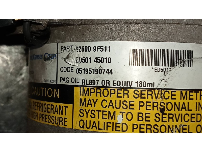 Recambio de compresor aire acondicionado para nissan almera tino (v10m) ambience referencia OEM IAM 926009F511 ED50145010 