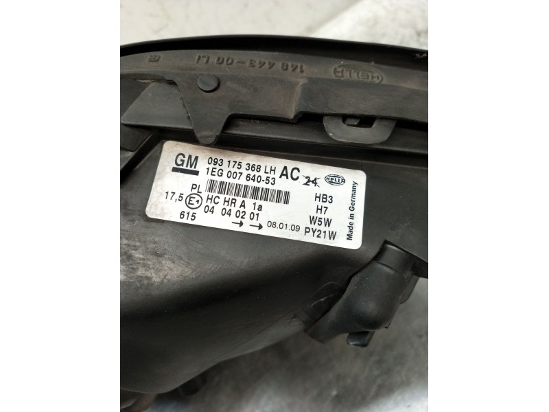 Recambio de faro izquierdo para opel astra g hatchback (t98) 2.0 di (f08, f48) referencia OEM IAM 093175368LH 1EG00764053 OJO VE