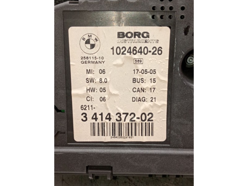 Recambio de cuadro instrumentos para bmw x3 (e83) 2.0 d referencia OEM IAM 102464026 341437202 