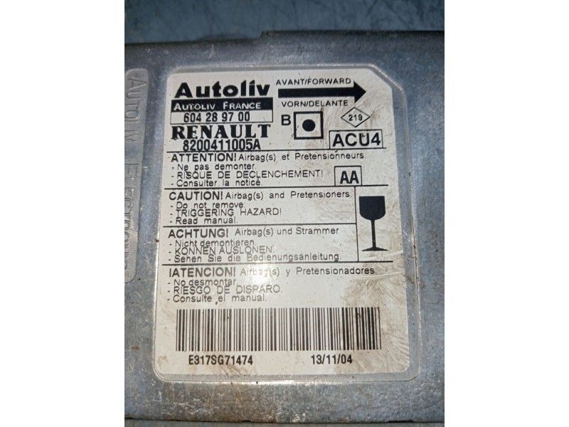Recambio de centralita airbag para renault megane ii (bm0/1_, cm0/1_) 1.9 dci (bm0g, cm0g) referencia OEM IAM 8200411005a 604289