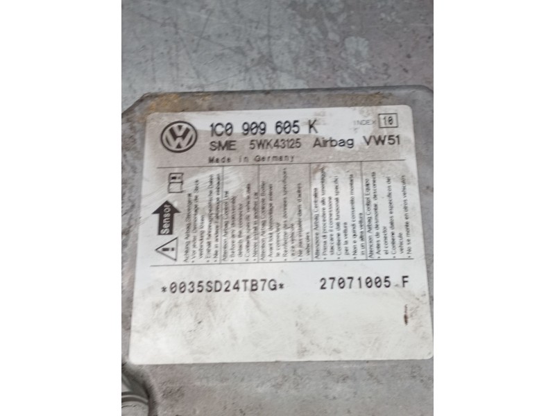 Recambio de centralita airbag para volkswagen polo iv (9n_, 9a_) 1.4 tdi referencia OEM IAM 5wk43125k 1c0909605k 