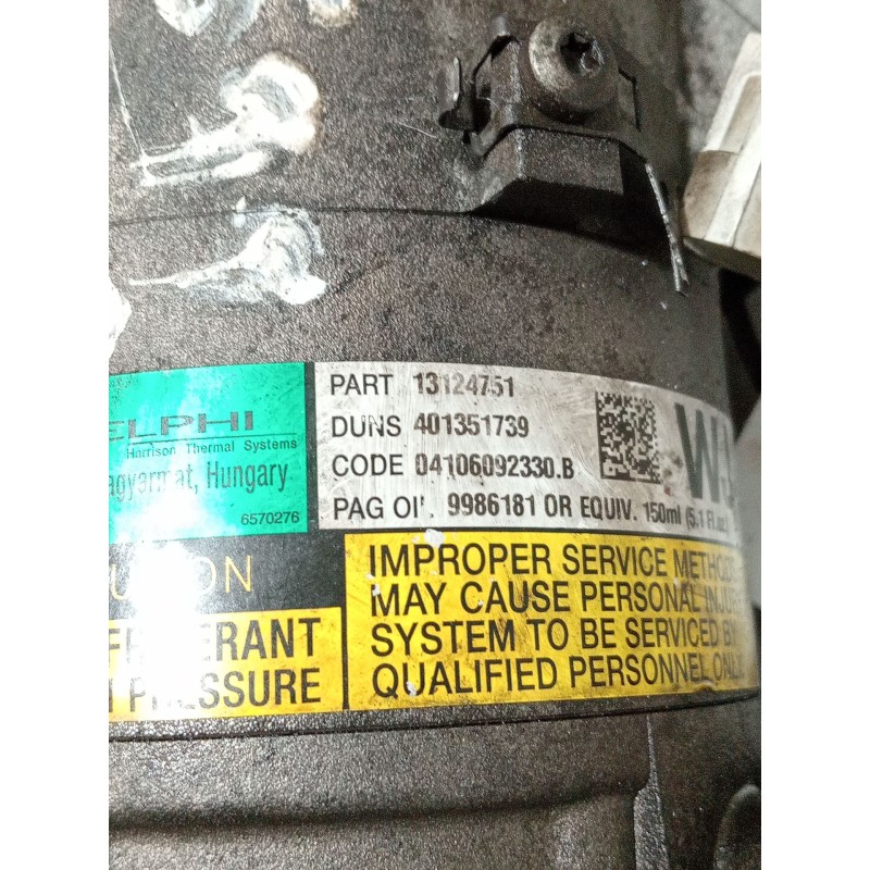 Recambio de compresor aire acondicionado para opel astra h (a04) 1.7 cdti (l48) referencia OEM IAM 13124751  