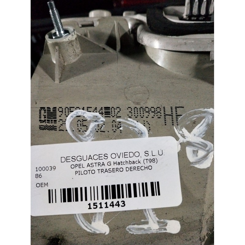 Recambio de piloto trasero derecho para opel astra g hatchback (t98) 1.6 (f08, f48) referencia OEM IAM   