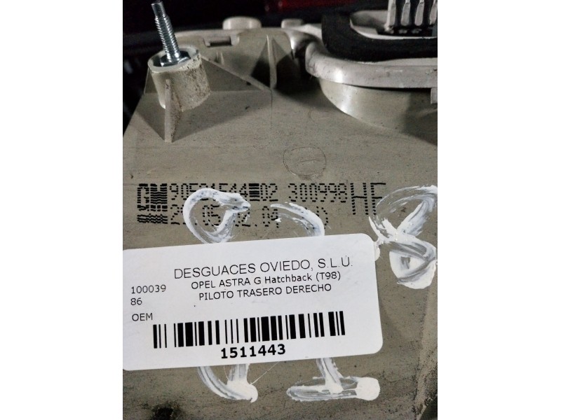 Recambio de piloto trasero derecho para opel astra g hatchback (t98) 1.6 (f08, f48) referencia OEM IAM   
