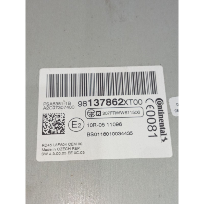 Recambio de sistema audio / radio cd para citroën c3 picasso (sh_) 1.6 bluehdi 100 referencia OEM IAM 98137862xt00 a2c97307400 