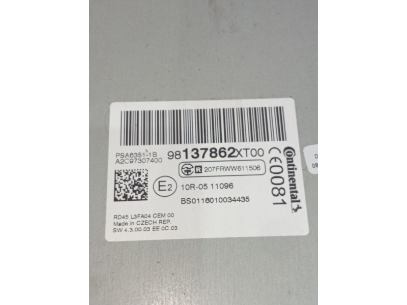 Recambio de sistema audio / radio cd para citroën c3 picasso (sh_) 1.6 bluehdi 100 referencia OEM IAM 98137862xt00 a2c97307400 