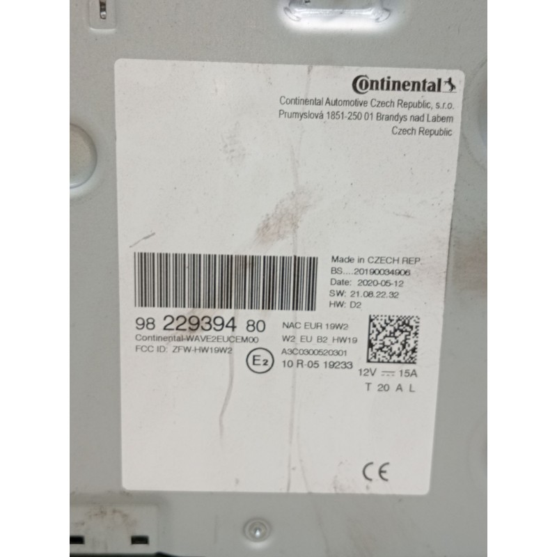 Recambio de sistema audio / radio cd para citroën c-elysee (dd_) 1.5 bluehdi 100 referencia OEM IAM 9822939480 a3c0300520301 