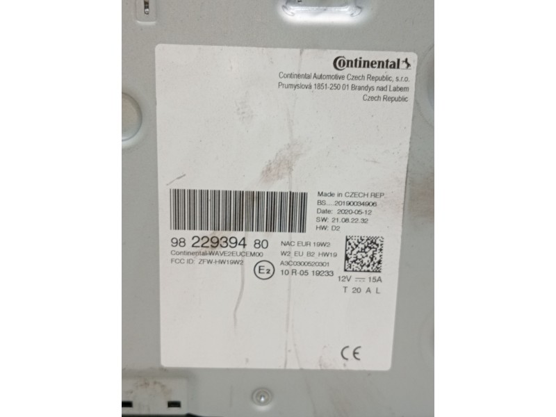 Recambio de sistema audio / radio cd para citroën c-elysee (dd_) 1.5 bluehdi 100 referencia OEM IAM 9822939480 a3c0300520301 