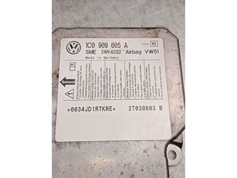 Recambio de centralita airbag para seat toledo ii (1m2) 1.9 tdi referencia OEM IAM 1c0909605a 5wk43122 