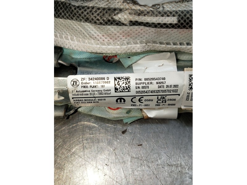 Recambio de airbag cortina delantero izquierdo para fiat 500 312 1.0 hybrid referencia OEM IAM 34240086D 116670962 00520543740