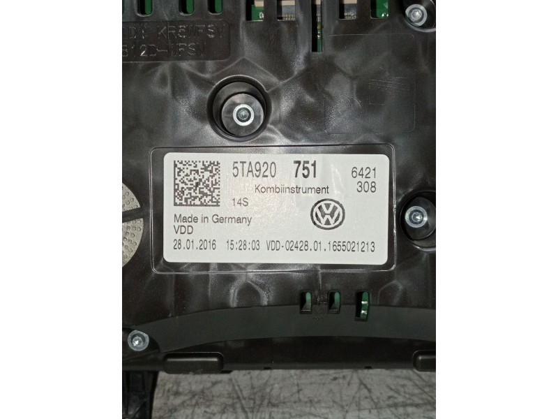 Recambio de cuadro instrumentos para volkswagen touran (5t1) 1.6 tdi referencia OEM IAM 5TA920751  