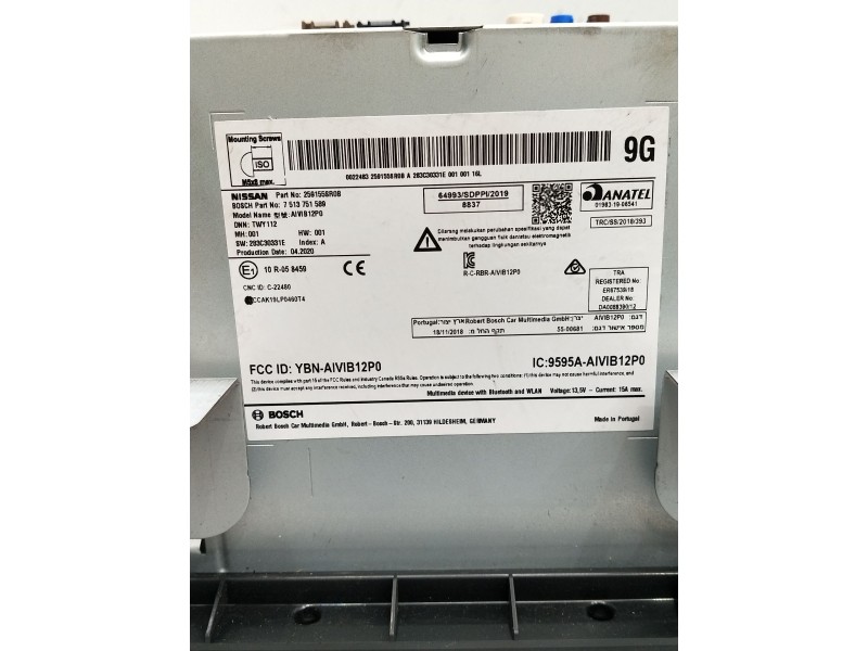 Recambio de sistema audio / radio cd para nissan leaf (ze1) electric referencia OEM IAM 7513751589 259155SR0R 283C30331E