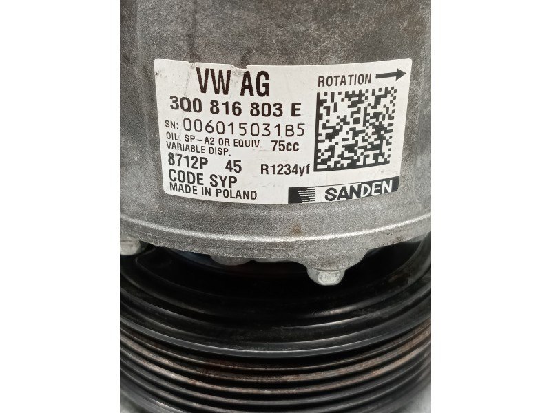 Recambio de compresor aire acondicionado para seat ibiza (kj1) style go referencia OEM IAM 3Q0816803E  