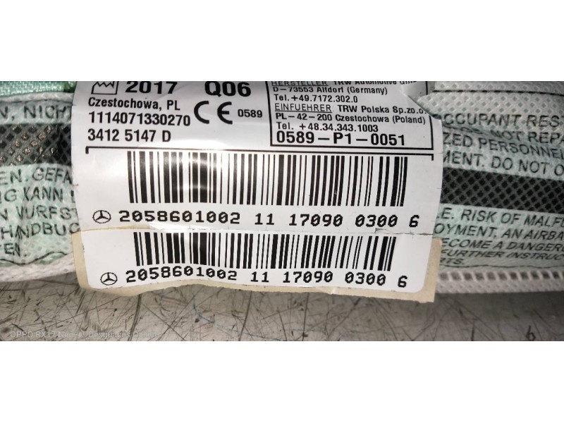 Recambio de airbag cortina delantero izquierdo para mercedes-benz clase c (w205) familiar c 220 t cdi bluetec (205.204) referenc