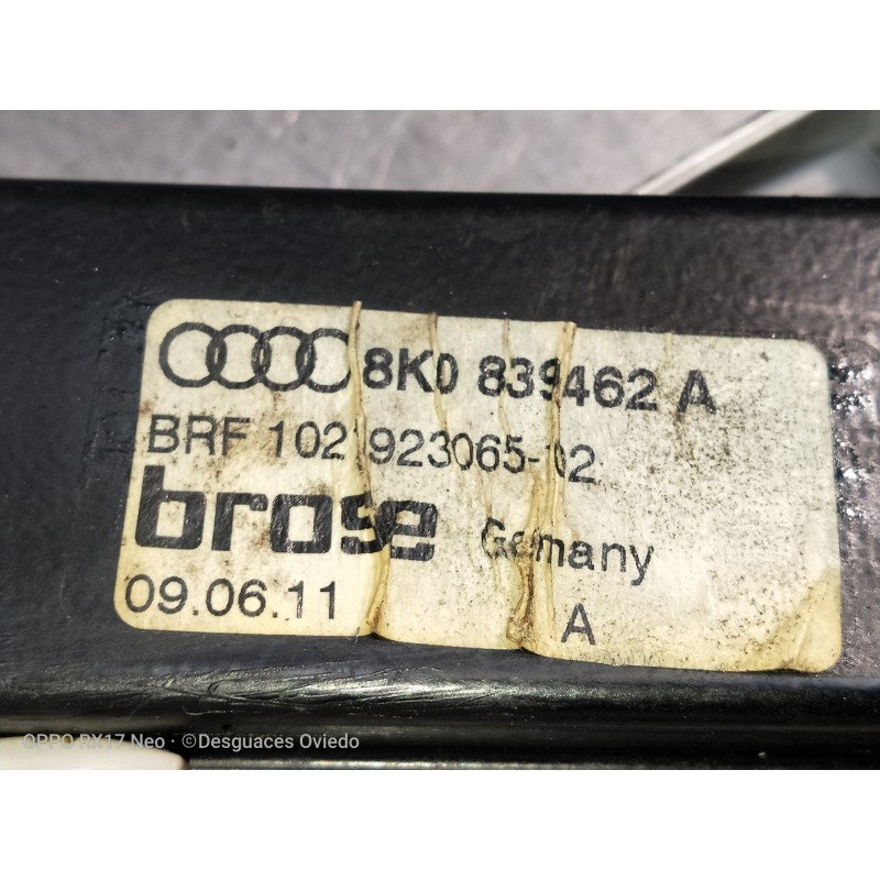 Recambio de elevalunas delantero derecho para audi a4 ber. (b8) 2.0 16v tdi referencia OEM IAM 8K0839462A 10292306502 4P