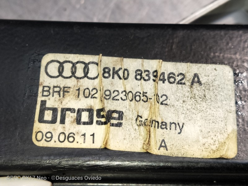 Recambio de elevalunas delantero derecho para audi a4 ber. (b8) 2.0 16v tdi referencia OEM IAM 8K0839462A 10292306502 4P