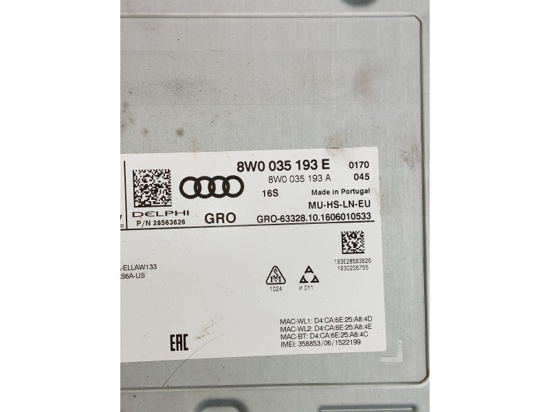 Recambio de sistema audio / radio cd para audi a4 berlina (8w2) design edition referencia OEM IAM 8W0035193E  