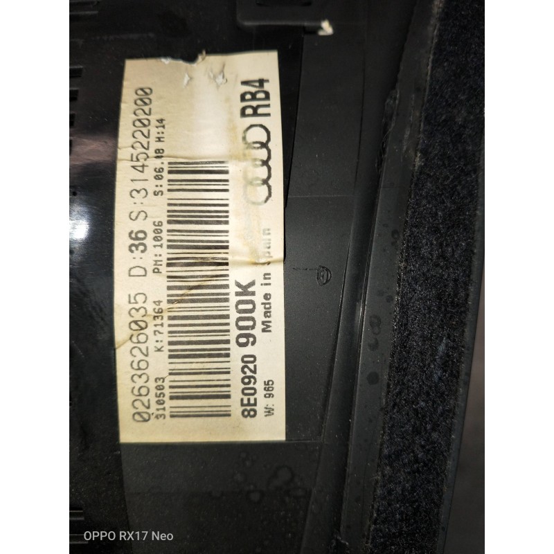 Recambio de cuadro instrumentos para audi a4 avant (8e) 1.9 tdi (96kw) referencia OEM IAM 0263626035 8E0920900K 
