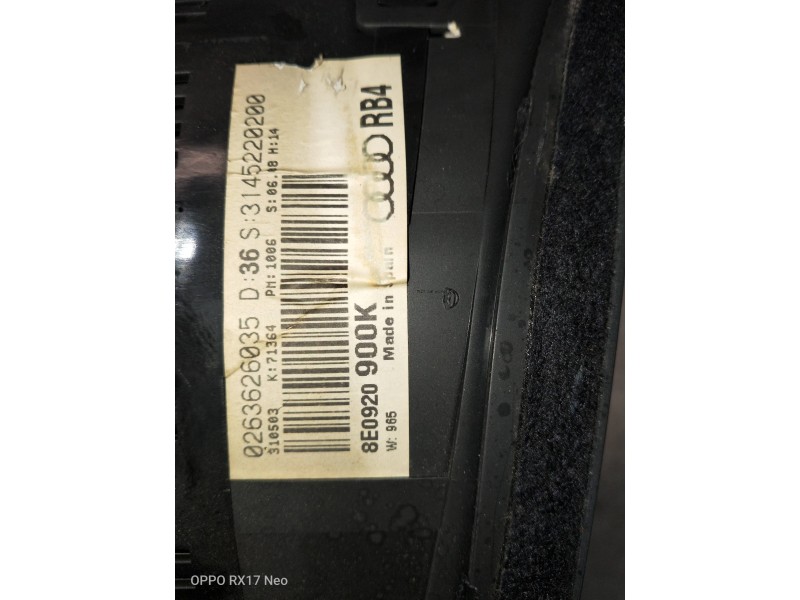 Recambio de cuadro instrumentos para audi a4 avant (8e) 1.9 tdi (96kw) referencia OEM IAM 0263626035 8E0920900K 