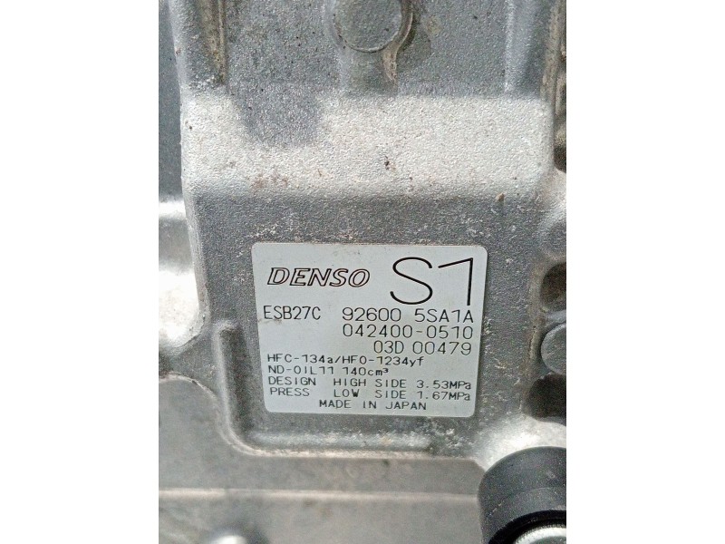 Recambio de compresor aire acondicionado para nissan leaf (ze1) electric referencia OEM IAM 926005SA1A 0424000510 