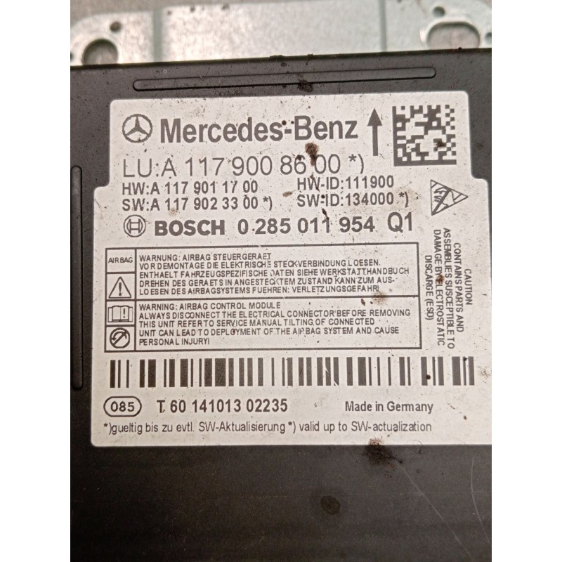 Recambio de centralita airbag para mercedes-benz clase a (w176) a 180 cdi blueefficiency (176.012) referencia OEM IAM 0285011954