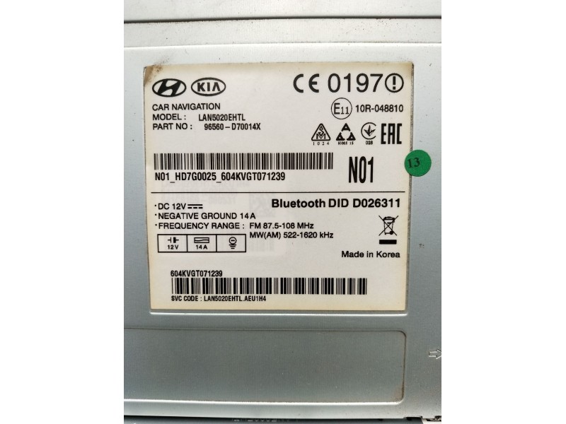 Recambio de sistema audio / radio cd para hyundai tucson (tl, tle) 1.7 crdi referencia OEM IAM 96560D70014X LAN5020EHTL 604KVGT0