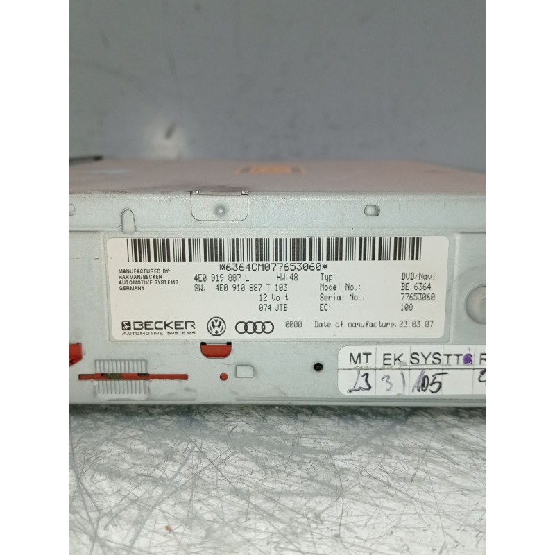 Recambio de sistema navegacion gps para audi a6 allroad c6 (4fh) 2.7 tdi quattro referencia OEM IAM 4E0919887L 77653060 