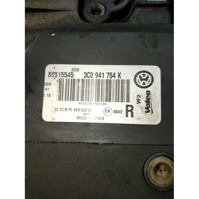 Recambio de faro derecho para volkswagen passat b6 (3c2) 2.0 tdi 16v referencia OEM IAM 3C941754K 89315545 