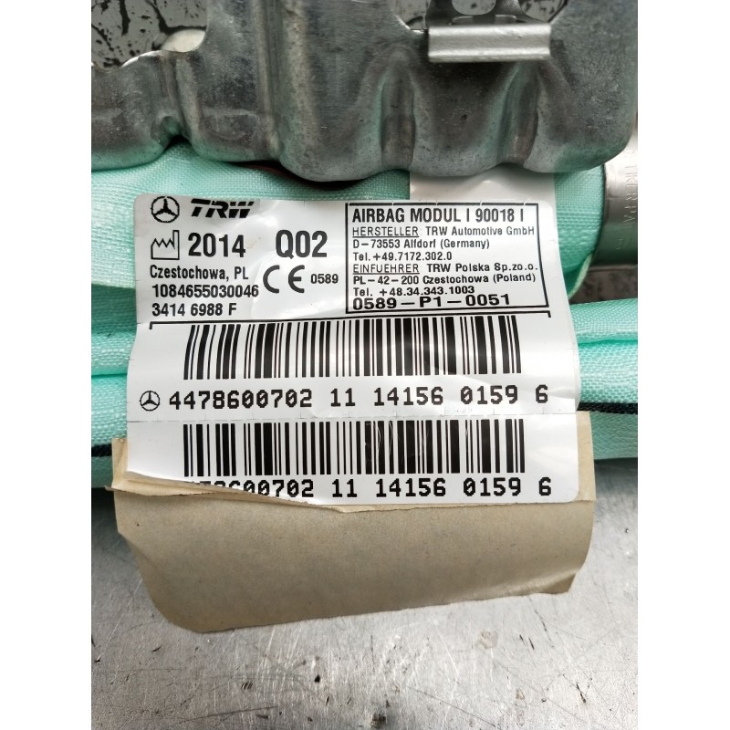 Recambio de airbag cortina delantero derecho para mercedes-benz clase v (w447) v 200 cdi / d (447.811, 447.813, 447.815) referen