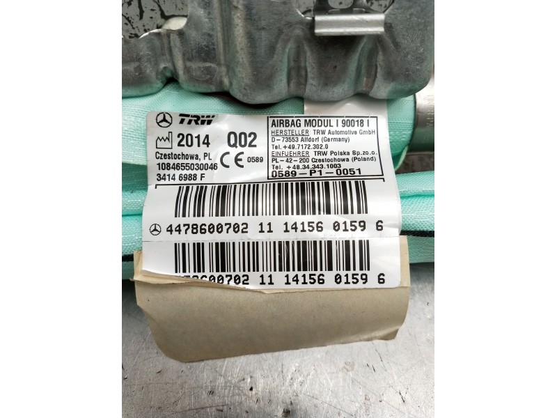 Recambio de airbag cortina delantero derecho para mercedes-benz clase v (w447) v 200 cdi / d (447.811, 447.813, 447.815) referen